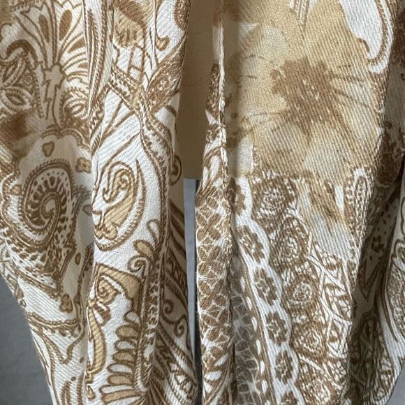 Infinity Scarf with Cream, Tan and White Paisley and Floral Designs (OS) - Picture 6 of 13